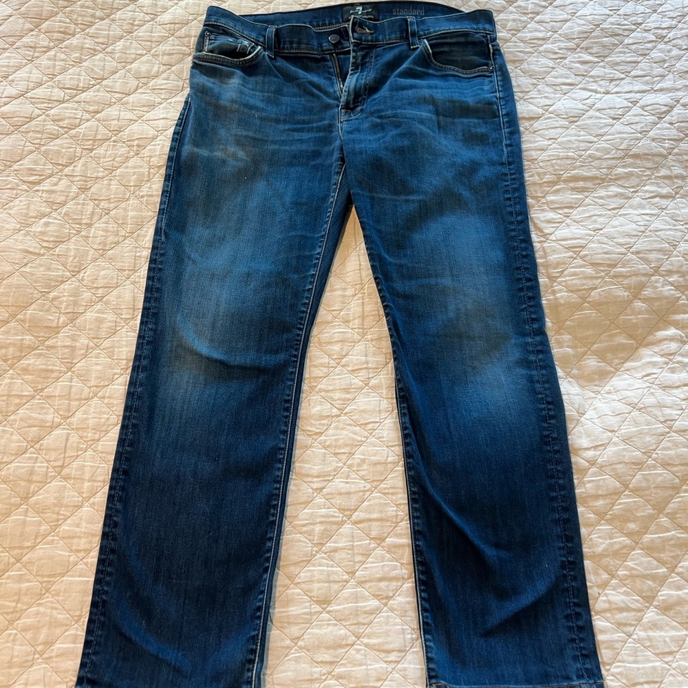 7 For All Mankind Men’s Standard Luxe Performance Jeans in Deep Blue Size 36